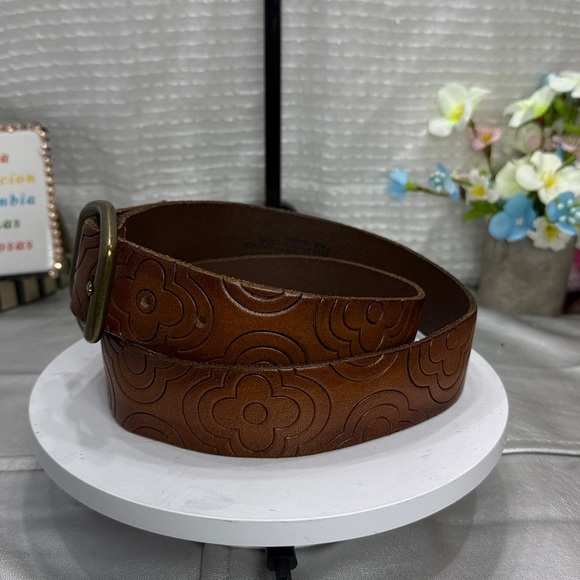 (H) Gap 1969 Vintage Floral Design Large Leather Belt - Picture 2 of 11